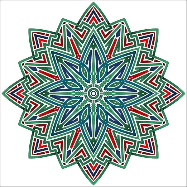 Mandala Couleur Ronde Sur Fond Blanc Isolé Élément Conception Motifs — Photo