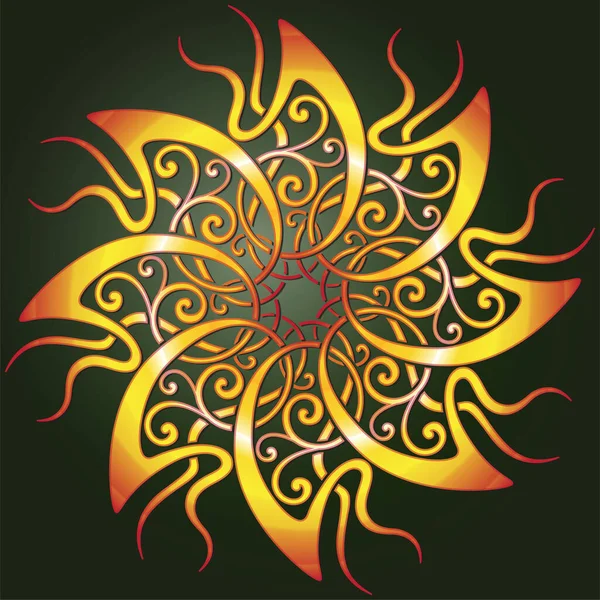 Yuvarlak Renkli Mandala. Vektör desenli tasarım elementi. Etnik Tılsım. Simetrik desen. Tişörtte parmak izi aranıyor. Çiçek desenli mandala. Yoga şablonu. Vektör illüstrasyonu