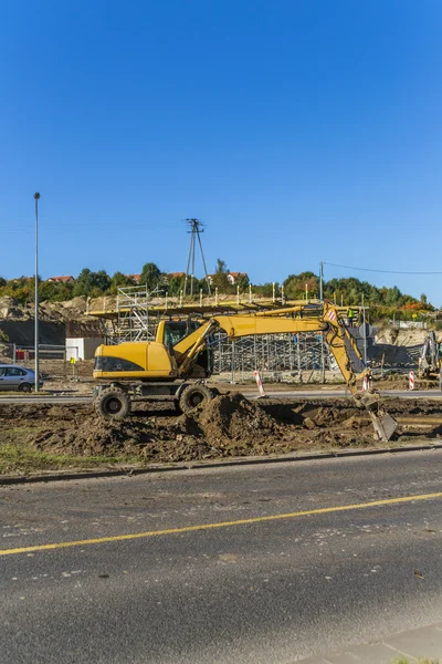 Bagger auf Baustelle — Stockfoto