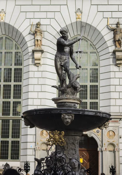 Fountain of Neptune on the Dlugi Targ Street in Gdansk, Poland — Stock Photo, Image