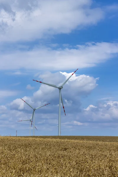 Windmühlen zur Stromerzeugung aus erneuerbaren Energien — Stockfoto