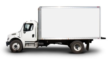 White Delivery Truck Side View clipart