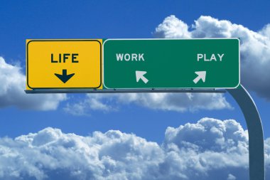 Freeway Sign Reading: Life, Work, Play clipart