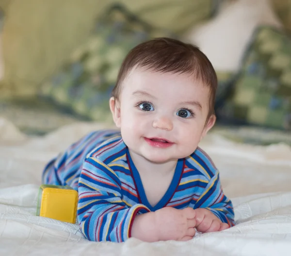 Baby Boy Posing in Striped Outfit — Stock Photo, Image