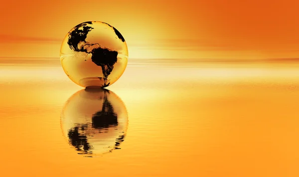 Planet earth in glowing orange — Stock Photo, Image