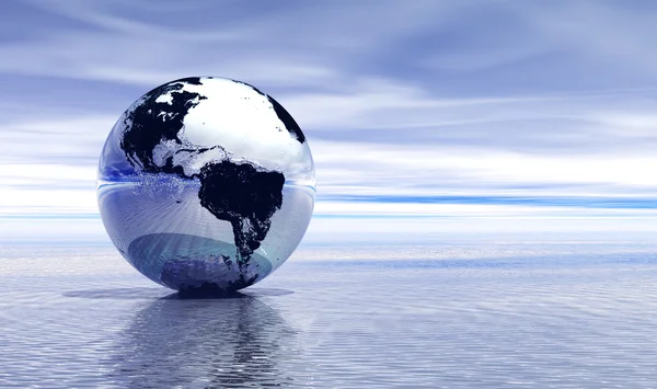 Голубая Земля на воде — стоковое фото