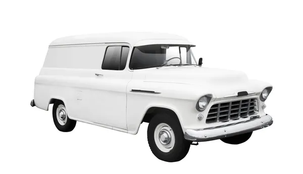 Vintage White Delivery Van on White — Stock Photo, Image