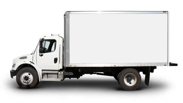 White Delivery Вантажівка Вид збоку Стокове Фото