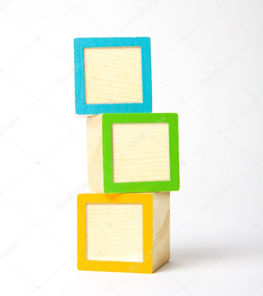 Colorful wooden children's blocks ready for your letters, symbols, or logos