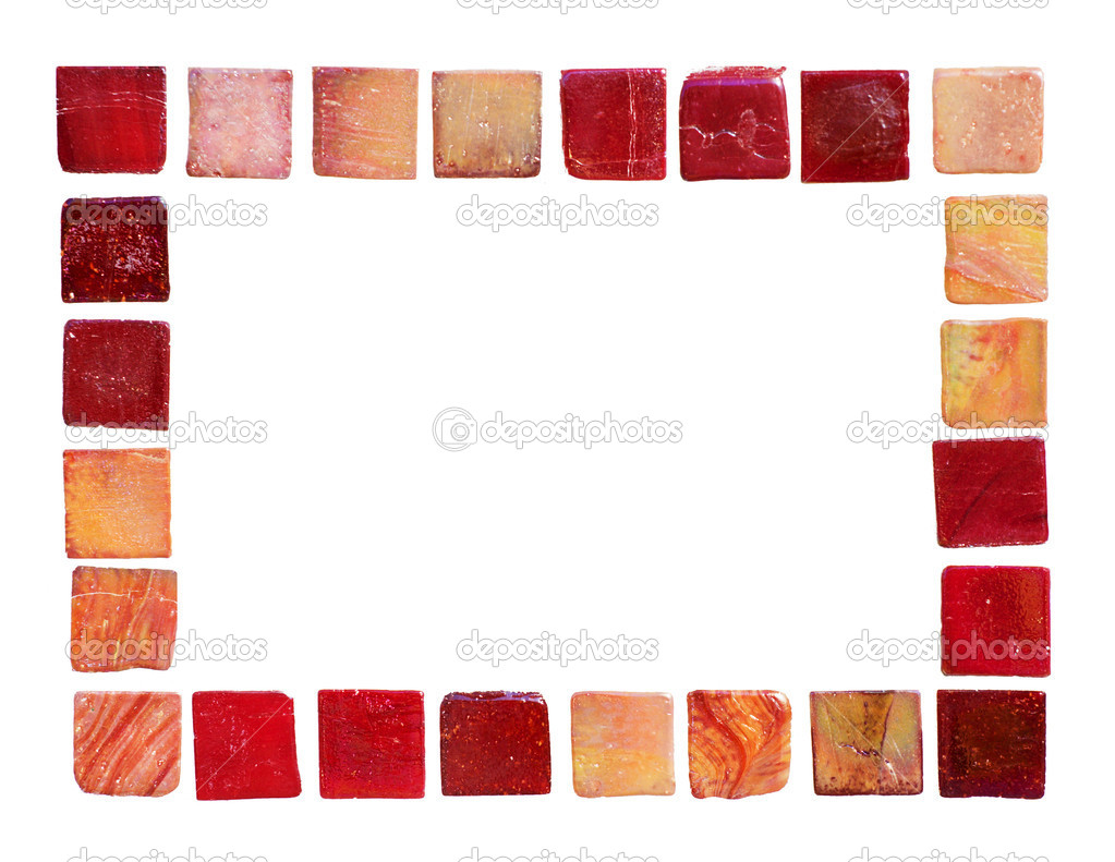 Red ceramic tiles in a frame