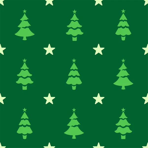 Kerstmis naadloos patroon. Kerstboom pictogrammen en sterren — Stockvector