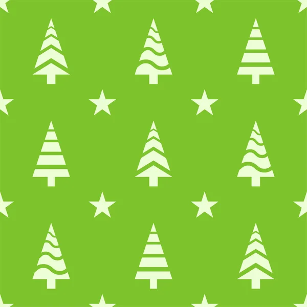 Weihnachten nahtlos. Weihnachtsbaum-Ikonen und Sterne — Stockvektor