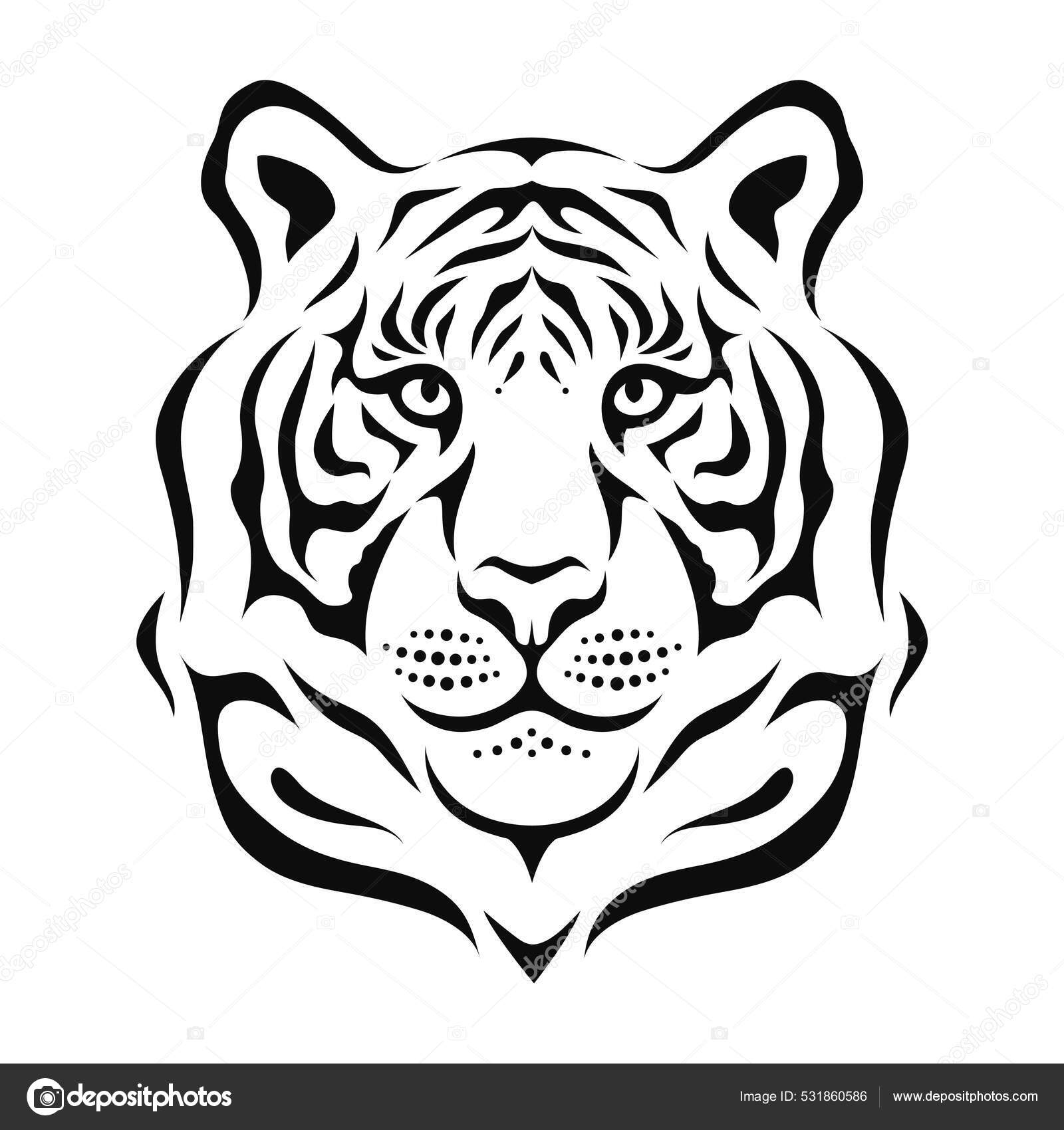 Cabeza de tigre en contorno, ilustración vectorial estilizada Vector de  stock #531860586 de ©MaxFil, image size:1600x1700