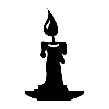 Yanan mum ikonu. Cadılar Bayramı çıkartması. Dekorasyonlar için çizgi film illüstrasyonu