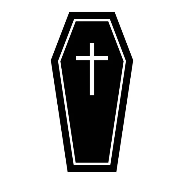 Coffin Con Icono Cruz Ilustración Halloween Pegatina Halloween Para Decoraciones — Vector de stock