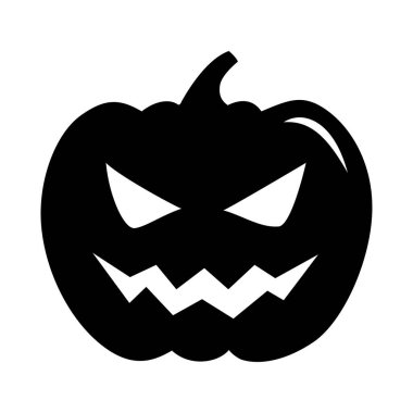 Cadılar Bayramı kabak feneri ikonu, siluet. Cadılar Bayramı çıkartması. Dekorasyonlar için çizgi film illüstrasyonu