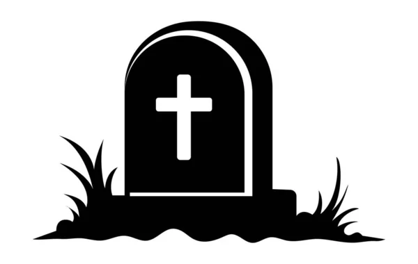 Grave Ilustración Plana Pegatina Halloween Lápida Ilustración Para Decoraciones — Vector de stock