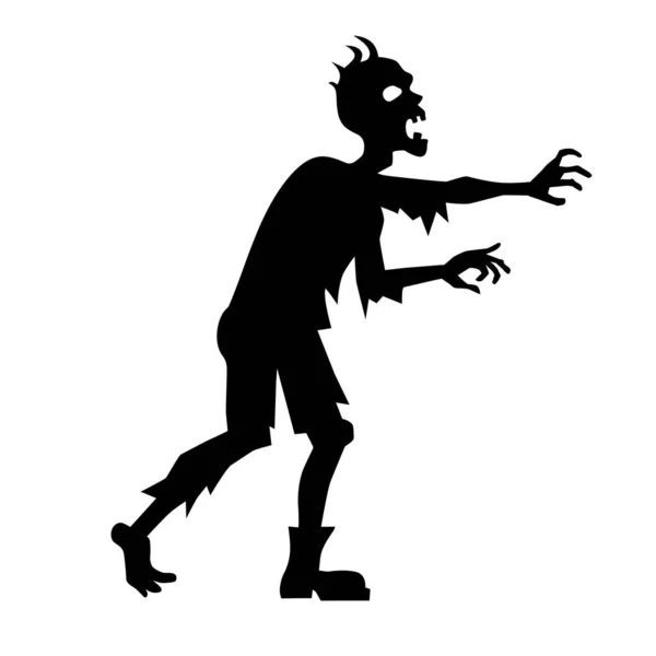 Lopend Zombie Silhouet Wandelen Dode Illustratie Voor Halloween Voor Decoraties — Stockvector