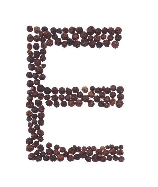 Letter E made of pepper — Stock Photo, Image