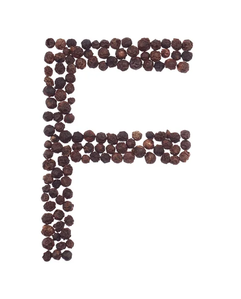 Letter F made of pepper — Stock Photo, Image