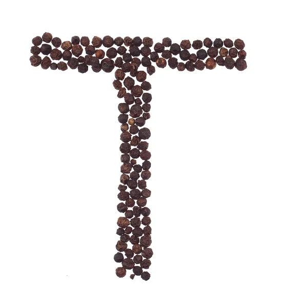Letter T made of pepper — Stock Photo, Image