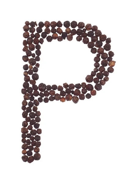 Letter P made of pepper — Stock Photo, Image