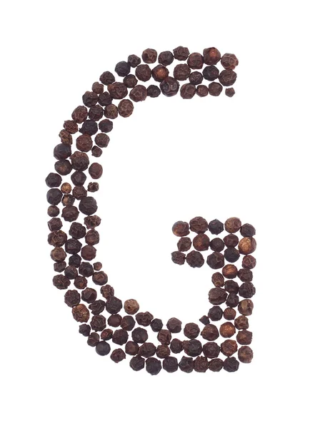 Letter G made of pepper — Stock Photo, Image