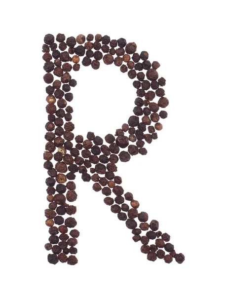 Letter R made of pepper — Stock Photo, Image