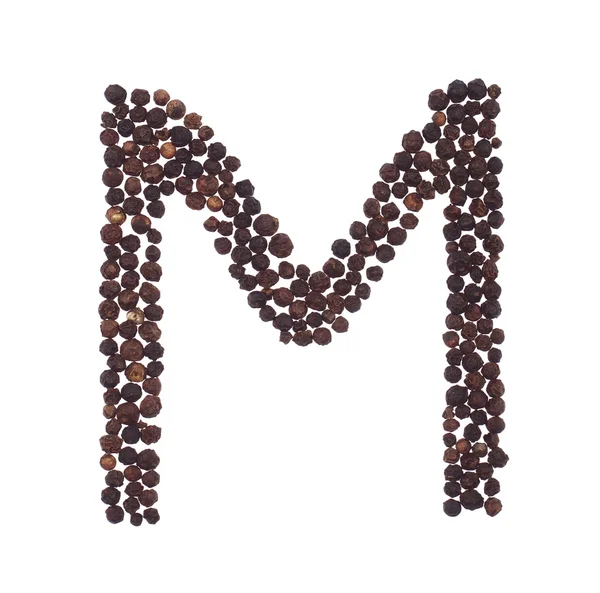 Letter M made of pepper — Stock Photo, Image