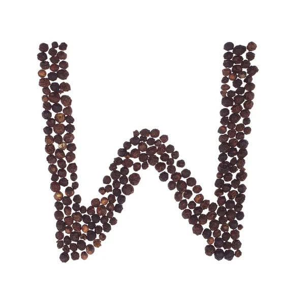 Letter W made of pepper — Stock Photo, Image