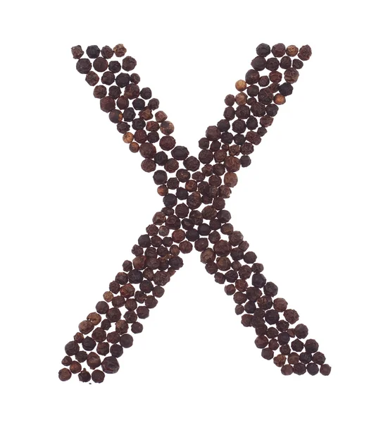 Bokstav X laget av pepper – stockfoto