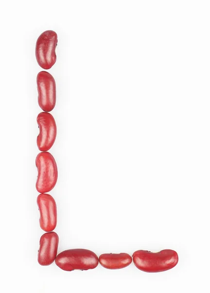 Letter L made of red bean on white background — Stock Photo, Image