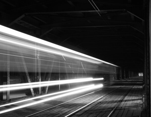 Passing tram on the "Gdanski" bridge in warsaw