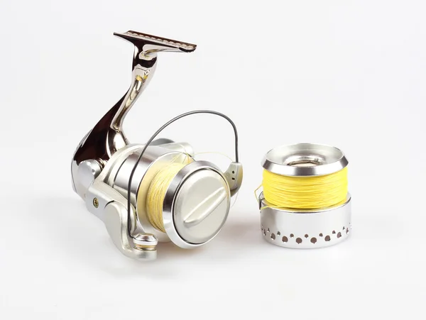 Fishing reel on white background — Stock Photo, Image