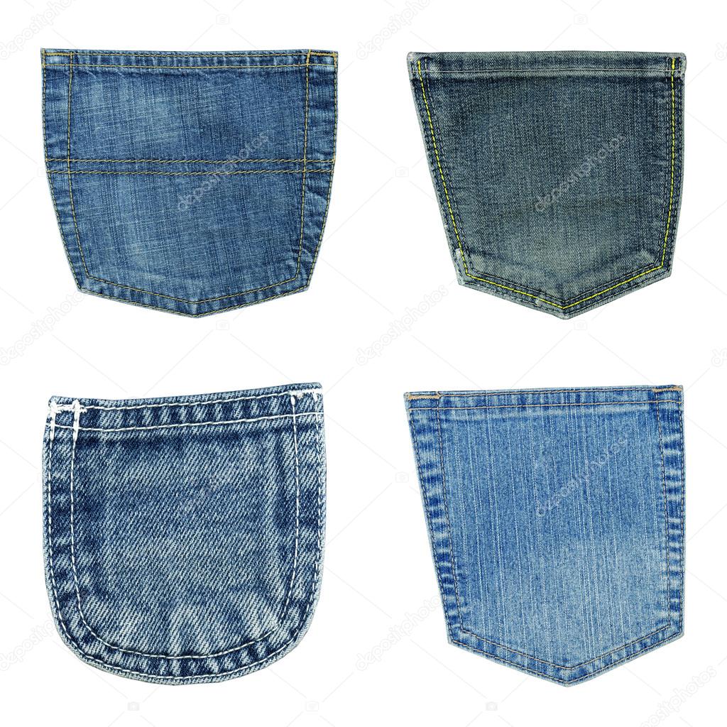 Blue jeans pockets isolated on white