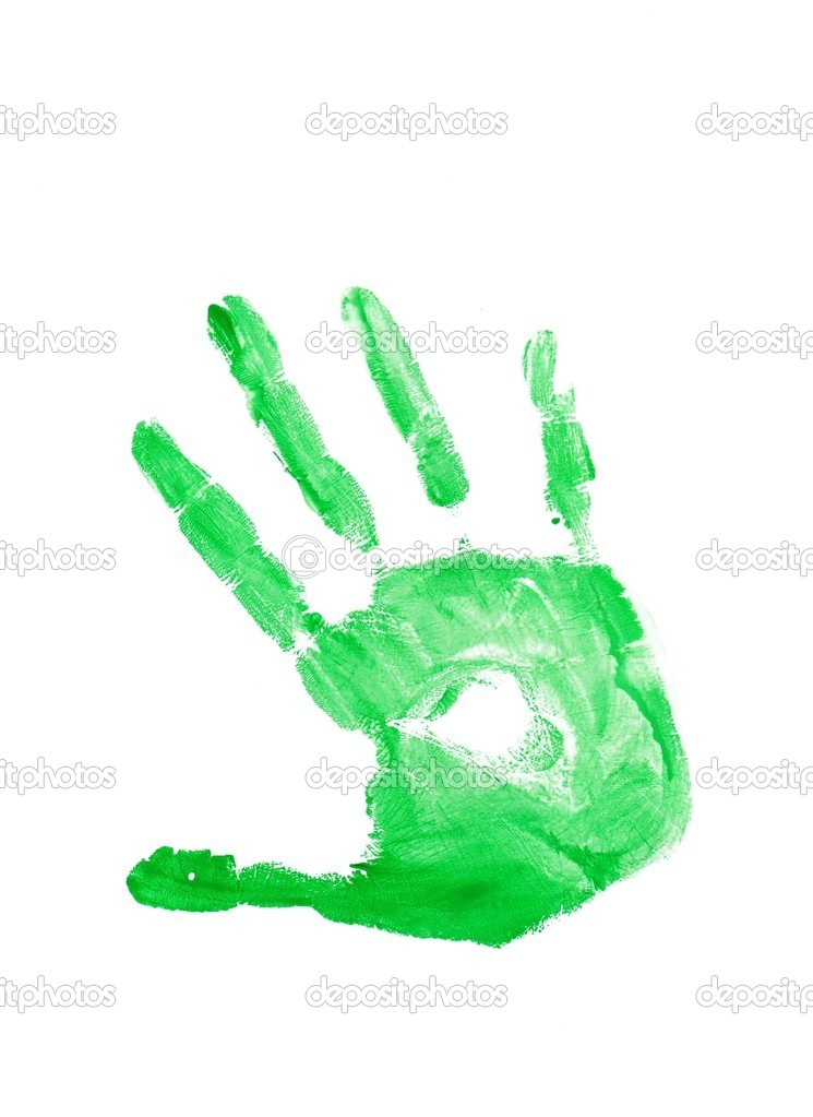 Green hand stamp