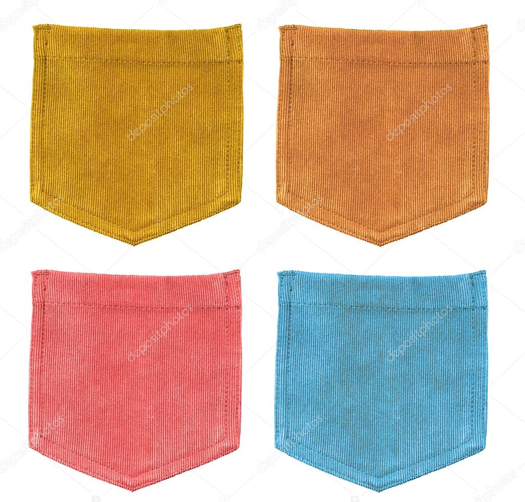 Set of colorful corduroy texture pockets