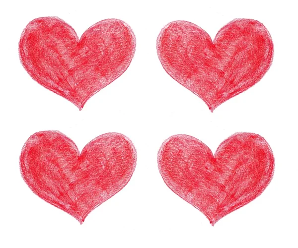 Four pink pastel hearts on white background — Stock Photo, Image