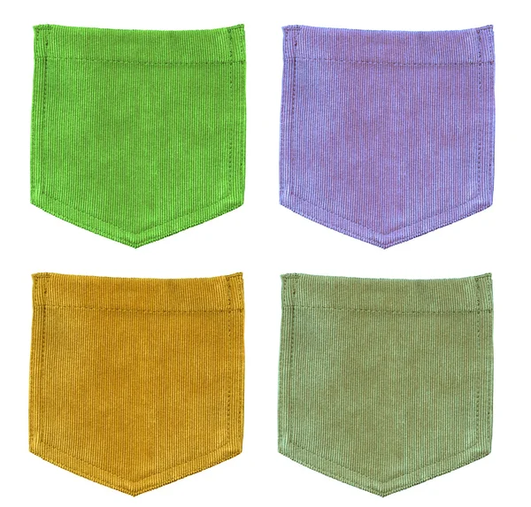 Reeks van kleurrijke corduroy textuur zakken — Stockfoto