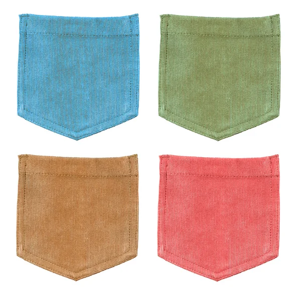 Reeks van kleurrijke corduroy textuur zakken — Stockfoto