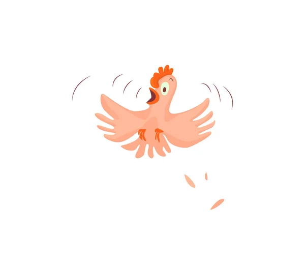 Scared cartoon chicken. Vector clip art illustration — Stock Vector