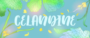 Selandinli pankart tasarımı. Bitki oymalı stil illüstrasyonu.