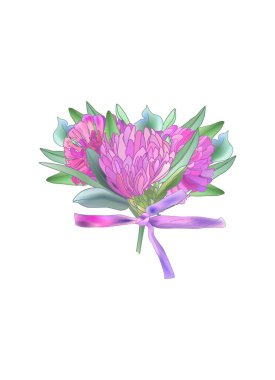 Bir buket yonca. Bitki oymalı stil illüstrasyonu.