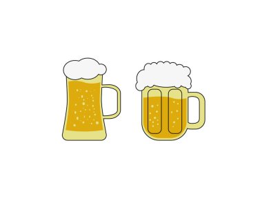 İki bardak bira vektör görüntüsü. Bir sürü köpük ile içecekler.