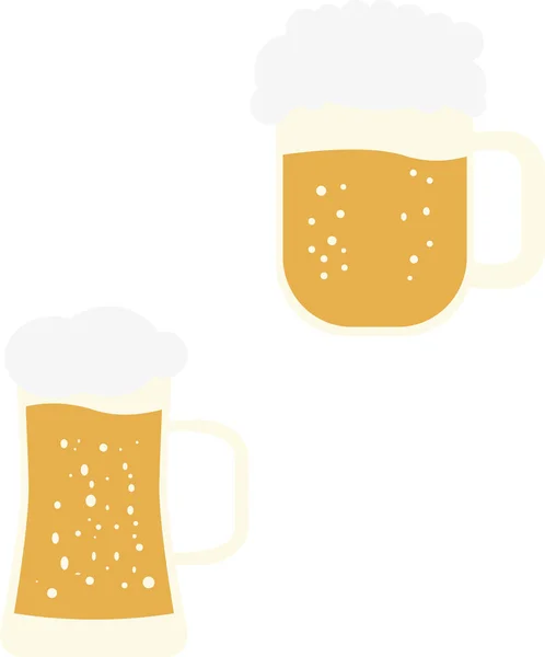 Tło Wzór Piwa Pozdrawiam Dwa Kubki Spienionym Piwem Białym Tle — Wektor stockowy