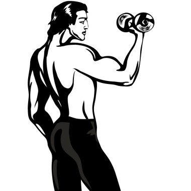 bir adam bir dumbbell ile