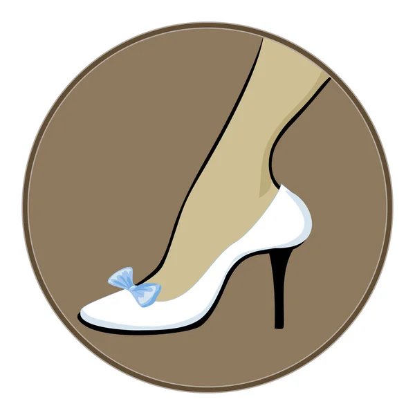 Chaussures blanches avec arc bleu — Image vectorielle