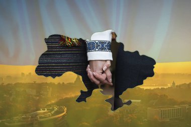 Ukrainian family. Ukrainian Independent. Free Ukraine. Victory. A beautiful Ukrainian family. Map of Ukraine. independence.
