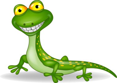Funny green lizard cartoon clipart