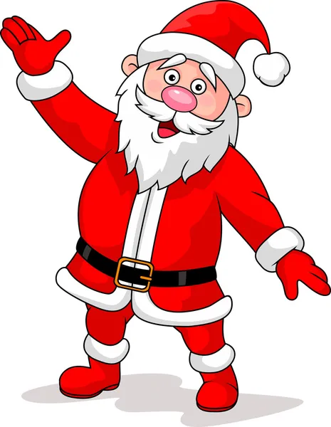 Feliz Santa caricatura saludando la mano — Vector de stock